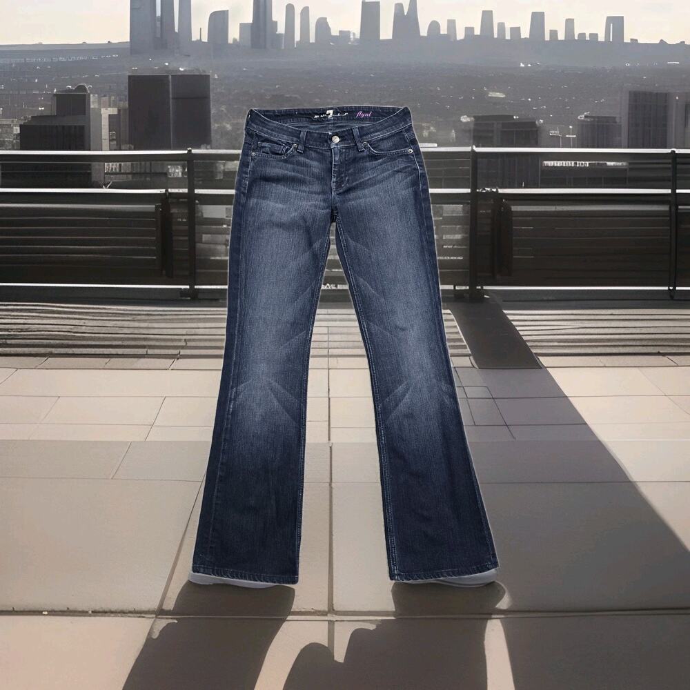 Seven Flynt Jeans Womens Size 29X31 Blue Denim Mid Rise Embroidered Boot Cut